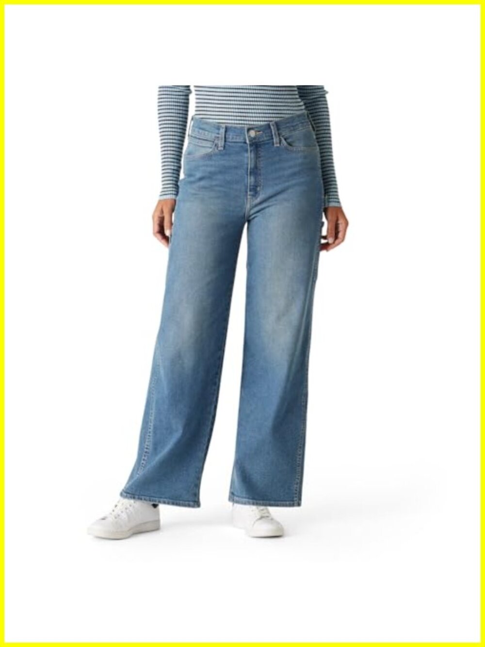 Levi's Style Women Wide Leg Stretch Denim Jeans, High-Stretch Vintage Retro